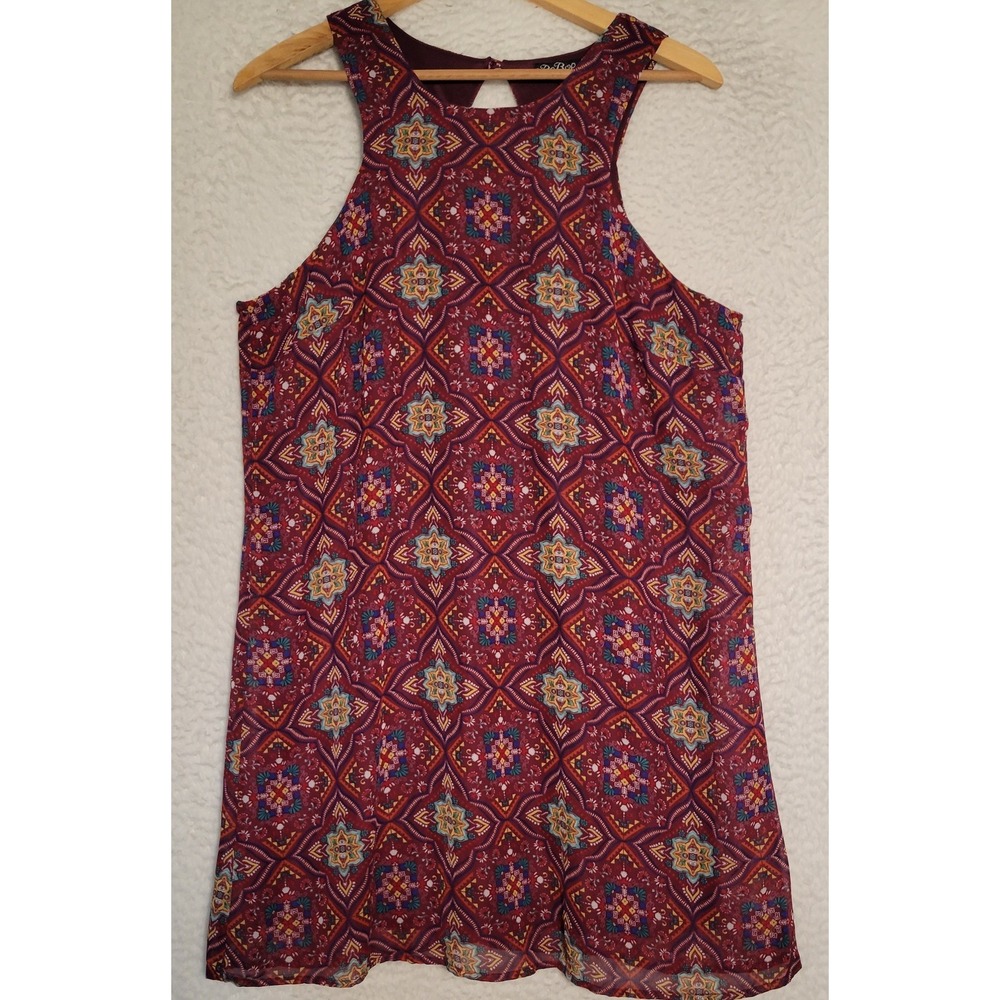BeBop Paisley Knee Length Dress Size L Boho Lined Sleeveless 1979